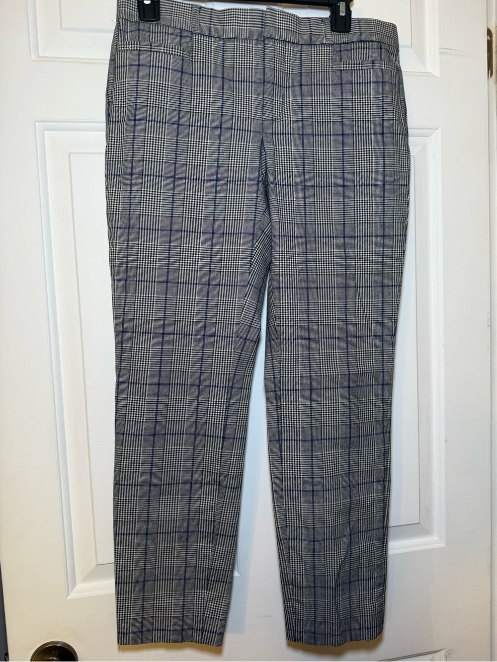 Banana Republic Glen Plaid Sloan Dress Ankle Pants Sz 4 Black White Blue Classic